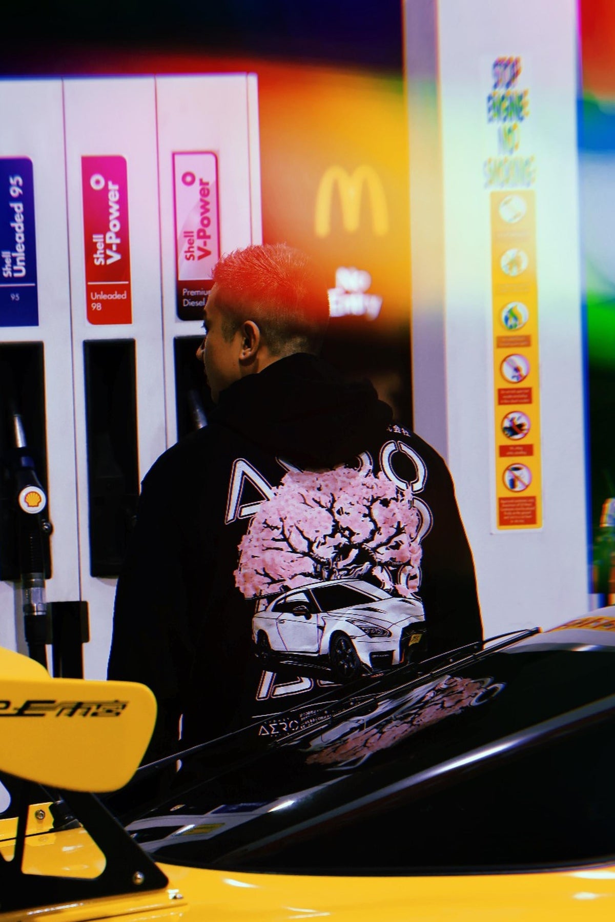 The Godzilla Hoodie, black heavyweight hoodie with R35 GT-R graphic (view 3)